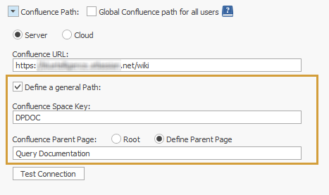 General path defined in settings via Space Key and Parent Page