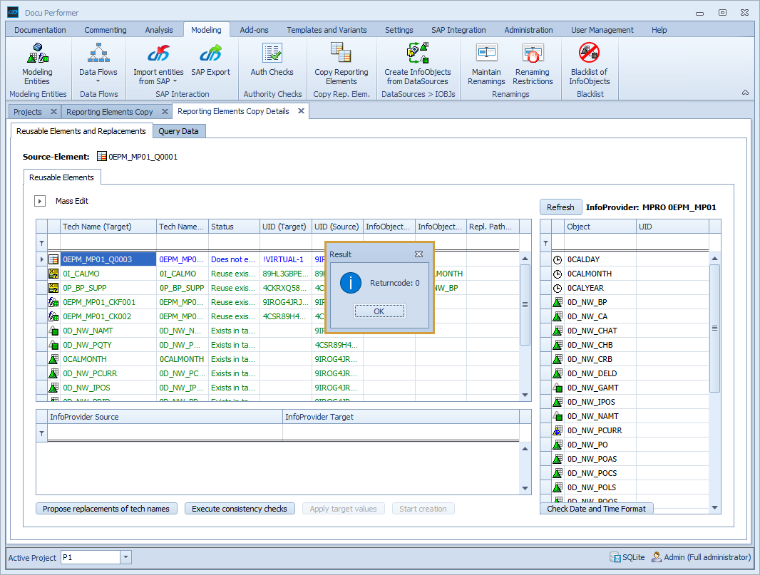Returncode 0 indicating that the creation was succesful