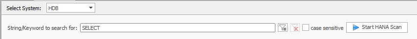 System Selection and Input field for search