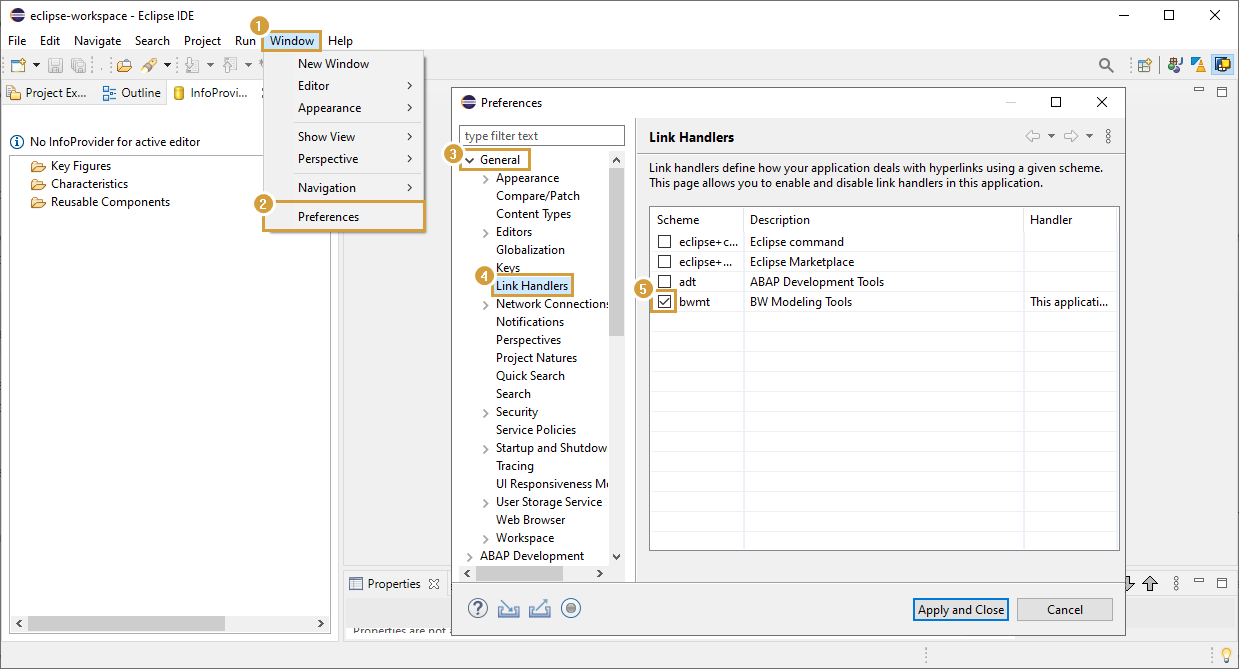 bwmt activated in the Link Handler Preferences of Eclipse