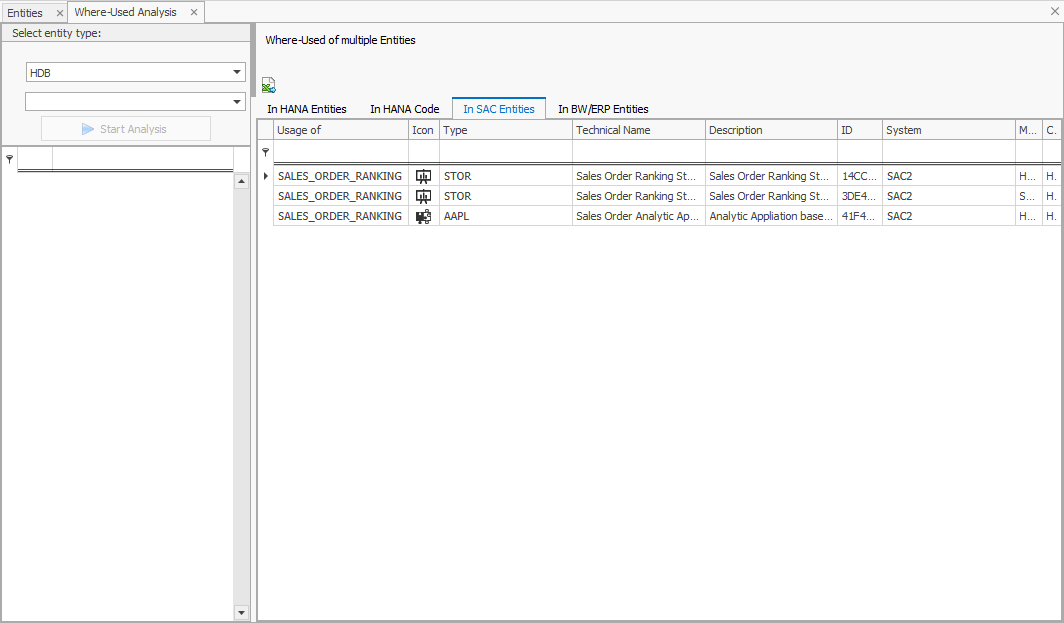 Usage of multiple entities in SAC entities