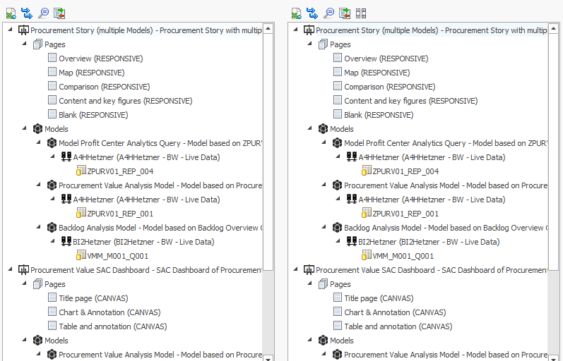 Buildup of two Stories side by side for comparison