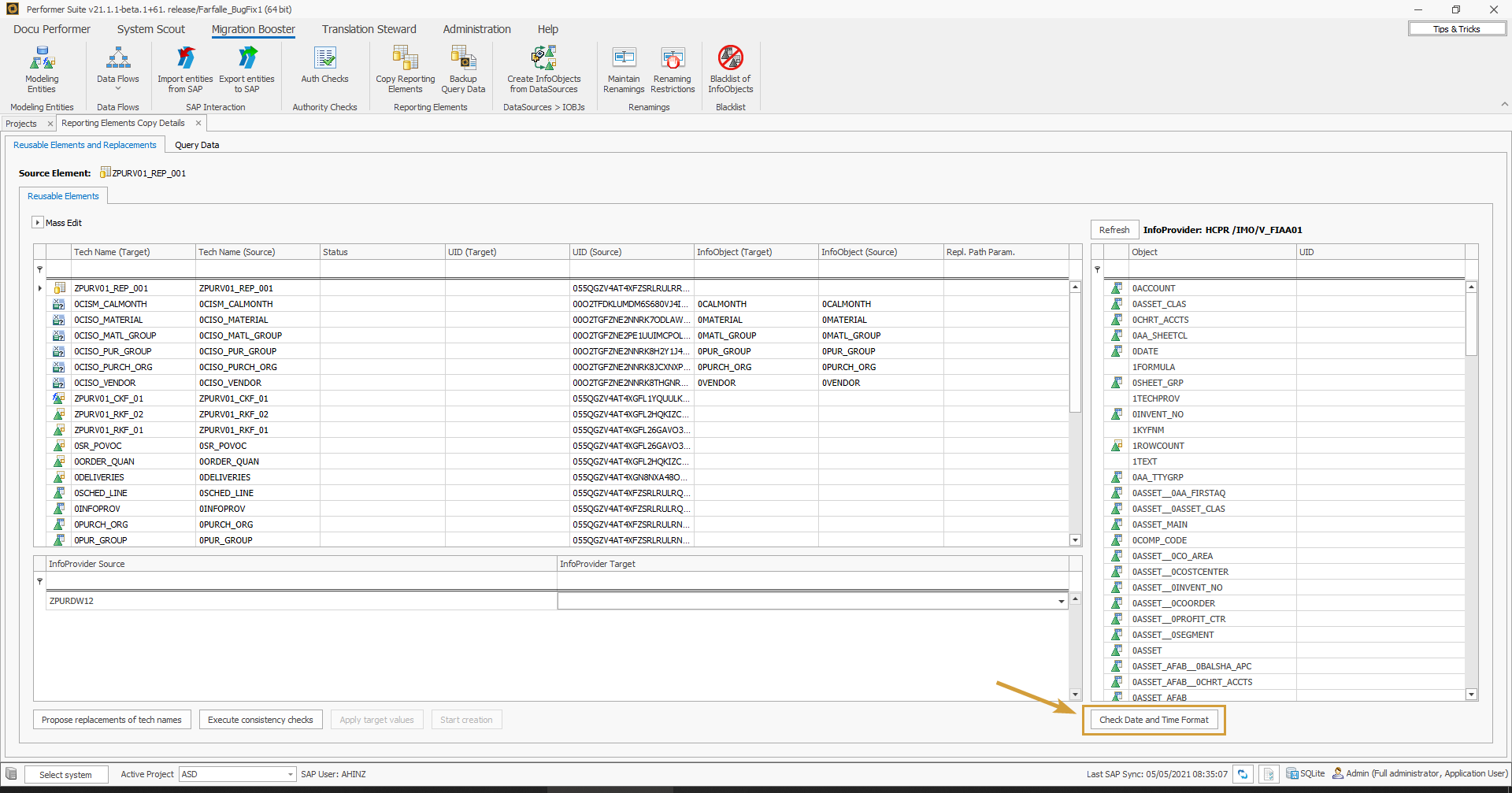 Check Date and Time format button on the right bottom