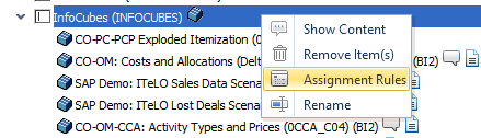 Assignment Rule in the context menu of a structure element