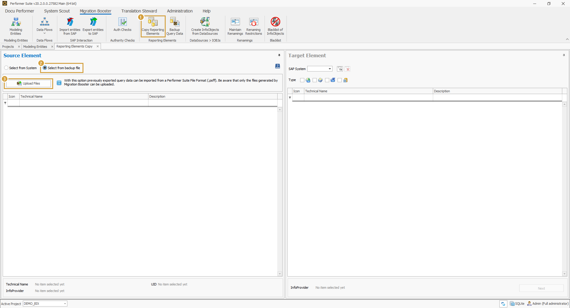 Query Copy area with selection from file selected instead of from a system