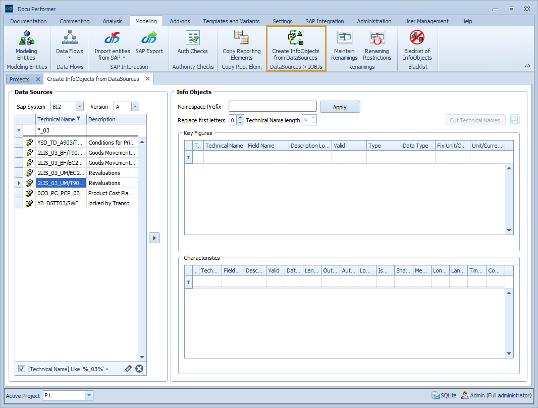 Create InfoObjects from DataSources in the Migration Booster Ribbon