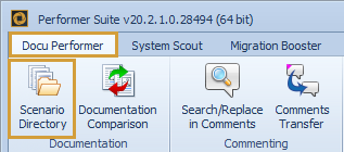 Scenario Directory in the Docu Performer Ribbon