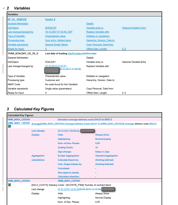 Changes displayed in the Word file